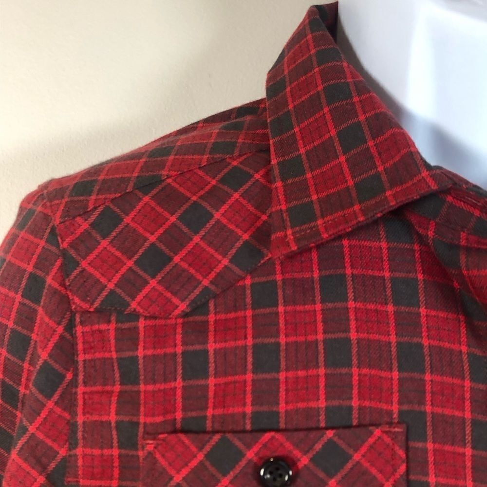 Oakley Med, Button Front Plaid Shirt, Woodland Red and Gray - Picture 7 of 12